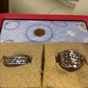 Ladies rings 2, one is 3 row eternity band ss/rhodium sz 8, $30